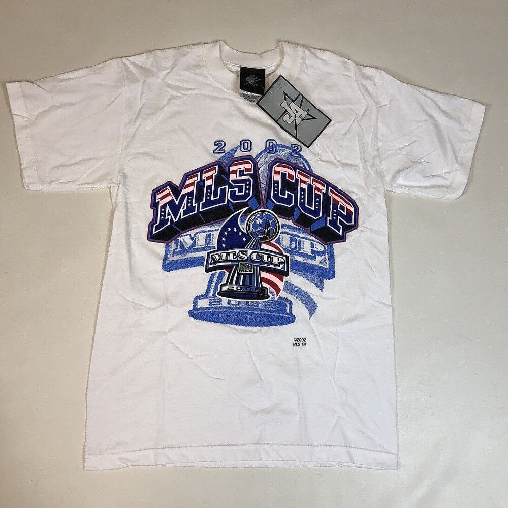 Vintage 2002 MLS Cup White Graphic T-Shirt Medium Brand New Galaxy Revolution